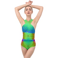 Pattern Colorful Abstract Cross Front Low Back Swimsuit by Vaneshart