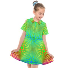 Pattern Colorful Abstract Kids  Short Sleeve Shirt Dress by Vaneshart