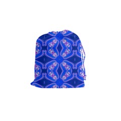 Seamless Fractal Blue Drawstring Pouch (small) by Vaneshart