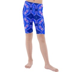 Seamless Fractal Blue Kids  Mid Length Swim Shorts by Vaneshart