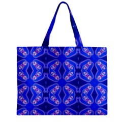 Seamless Fractal Blue Zipper Mini Tote Bag by Vaneshart