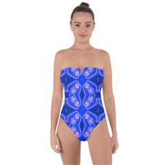 Seamless Fractal Blue Tie Back One Piece Swimsuit by Vaneshart