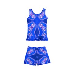 Seamless Fractal Blue Kids  Boyleg Swimsuit by Vaneshart