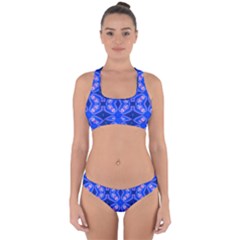 Seamless Fractal Blue Cross Back Hipster Bikini Set by Vaneshart