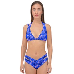 Seamless Fractal Blue Double Strap Halter Bikini Set by Vaneshart