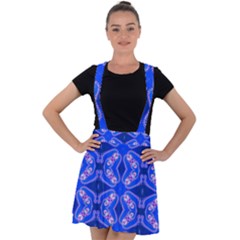 Seamless Fractal Blue Velvet Suspender Skater Skirt by Vaneshart