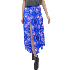 Seamless Fractal Blue Velour Split Maxi Skirt by Vaneshart