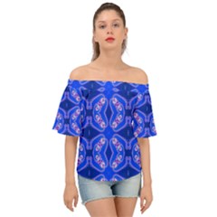 Seamless Fractal Blue Off Shoulder Short Sleeve Top