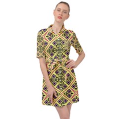 Seamless Wallpaper Geometric Belted Shirt Dress