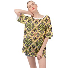 Seamless Wallpaper Geometric Oversized Chiffon Top by Vaneshart