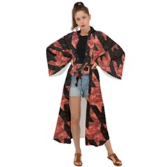 Fabric Pattern Dogstooth Maxi Kimono