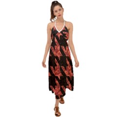 Fabric Pattern Dogstooth Halter Tie Back Dress 