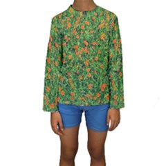 Carnations Flowers Seamless Kids  Long Sleeve Swimwear