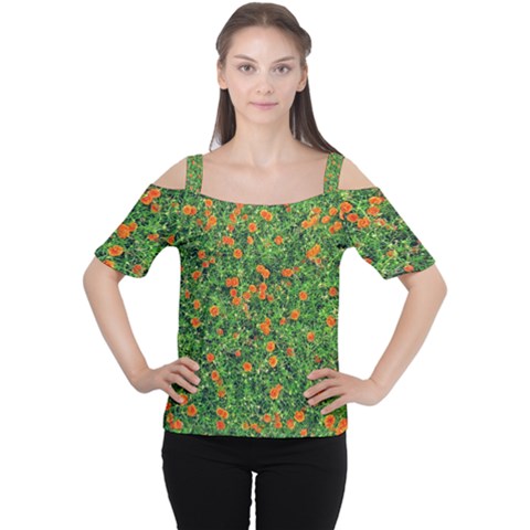 Carnations Flowers Seamless Cutout Shoulder Tee by Vaneshart