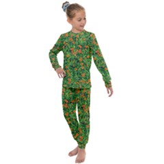 Carnations Flowers Seamless Kids  Long Sleeve Set  by Vaneshart