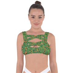 Carnations Flowers Seamless Bandaged Up Bikini Top