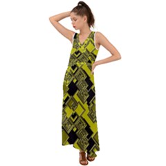 Seamless Pattern Background V-neck Chiffon Maxi Dress