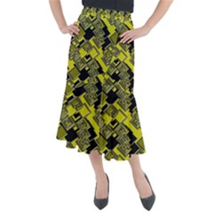 Seamless Pattern Background Midi Mermaid Skirt