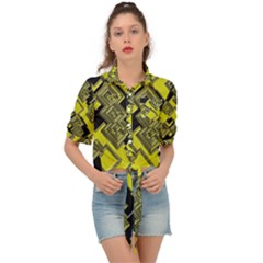 Seamless Pattern Background Tie Front Shirt 