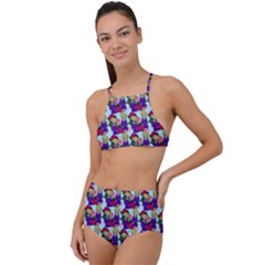 Thursday Pattern  Blue High Waist Tankini Set by snowwhitegirl