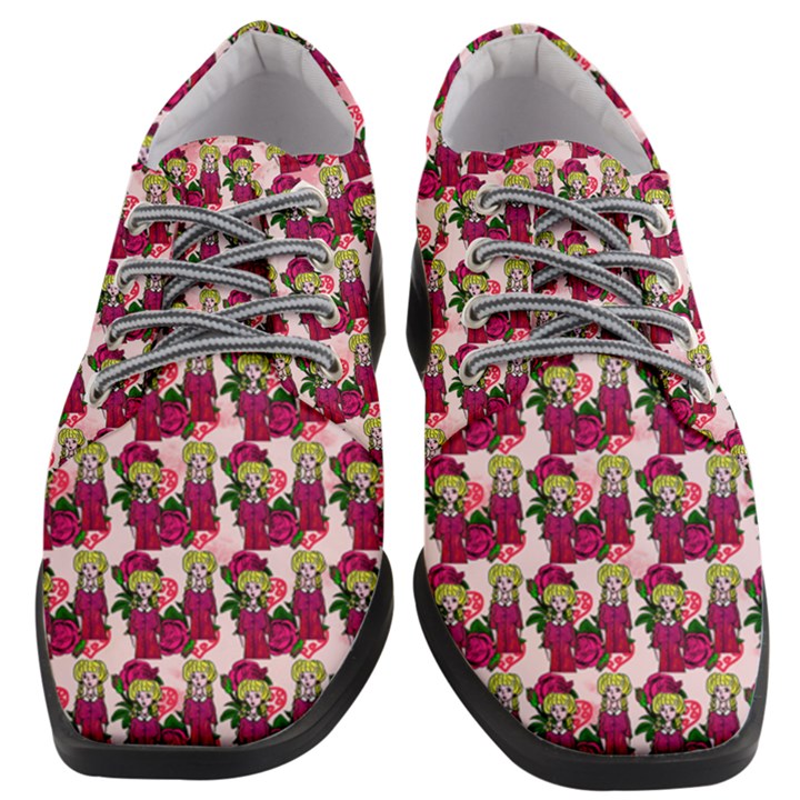 Thurs Pattern  Pink Women Heeled Oxford Shoes