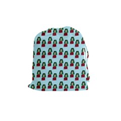 Girl With Green Hair Pattern Drawstring Pouch (medium) by snowwhitegirl