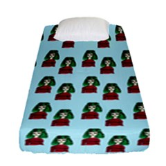 Girl With Green Hair Pattern Fitted Sheet (single Size) by snowwhitegirl