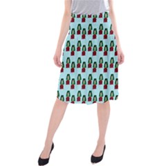 Girl With Green Hair Pattern Midi Beach Skirt by snowwhitegirl