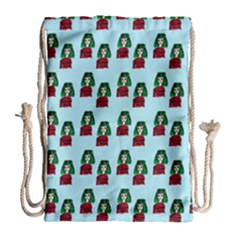 Girl With Green Hair Pattern Drawstring Bag (large) by snowwhitegirl