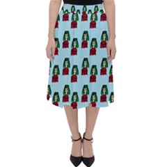 Girl With Green Hair Pattern Classic Midi Skirt by snowwhitegirl