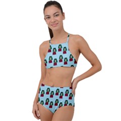 Girl With Green Hair Pattern High Waist Tankini Set by snowwhitegirl