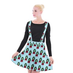 Girl With Green Hair Pattern Suspender Skater Skirt by snowwhitegirl