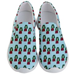 Girl With Green Hair Pattern Men s Lightweight Slip Ons by snowwhitegirl