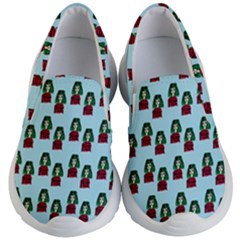 Girl With Green Hair Pattern Kids  Lightweight Slip Ons by snowwhitegirl