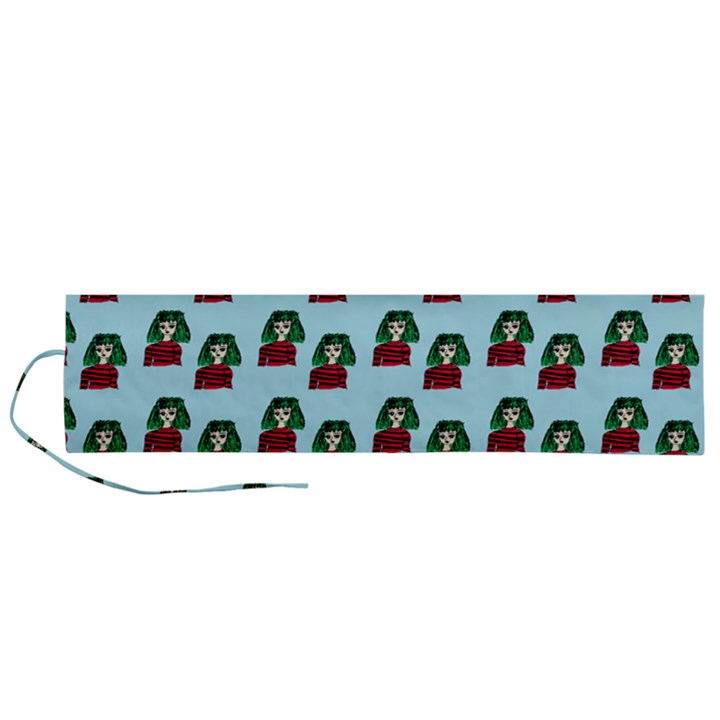 Girl With Green Hair Pattern Roll Up Canvas Pencil Holder (L)