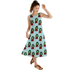 Girl With Green Hair Pattern Summer Maxi Dress by snowwhitegirl