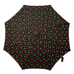 Girl With Green Hair Pattern Brown Floral Hook Handle Umbrellas (small) by snowwhitegirl