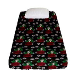 Girl With Green Hair Pattern Brown Floral Fitted Sheet (single Size) by snowwhitegirl