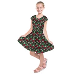 Girl With Green Hair Pattern Brown Floral Kids  Short Sleeve Dress by snowwhitegirl