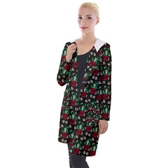 Girl With Green Hair Pattern Brown Floral Hooded Pocket Cardigan by snowwhitegirl