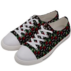 Girl With Green Hair Pattern Brown Floral Women s Low Top Canvas Sneakers by snowwhitegirl