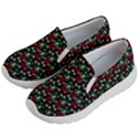 Girl With Green Hair Pattern Brown Floral Kids  Lightweight Slip Ons View2