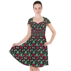 Girl With Green Hair Pattern Brown Floral Cap Sleeve Midi Dress by snowwhitegirl