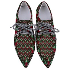 Girl With Green Hair Pattern Brown Floral Women s Pointed Oxford Shoes by snowwhitegirl