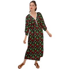 Girl With Green Hair Pattern Brown Floral Grecian Style  Maxi Dress by snowwhitegirl