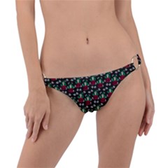 Girl With Green Hair Pattern Brown Floral Ring Detail Bikini Bottom by snowwhitegirl