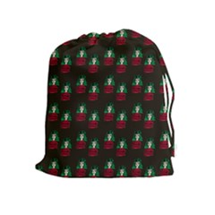 Girl With Green Hair Pattern Brown Drawstring Pouch (xl) by snowwhitegirl