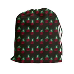 Girl With Green Hair Pattern Brown Drawstring Pouch (xxl) by snowwhitegirl