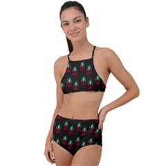 Girl With Green Hair Pattern Brown High Waist Tankini Set by snowwhitegirl