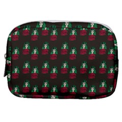 Girl With Green Hair Pattern Brown Make Up Pouch (small) by snowwhitegirl